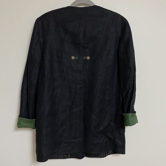 H Moser Linen Blazer Jacket Size 36 Mode Aus‎ Salzburg Austrian Antler Edelweiss - Picture 9 of 12